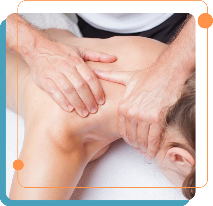 A person getting their back examined by an osteopath.